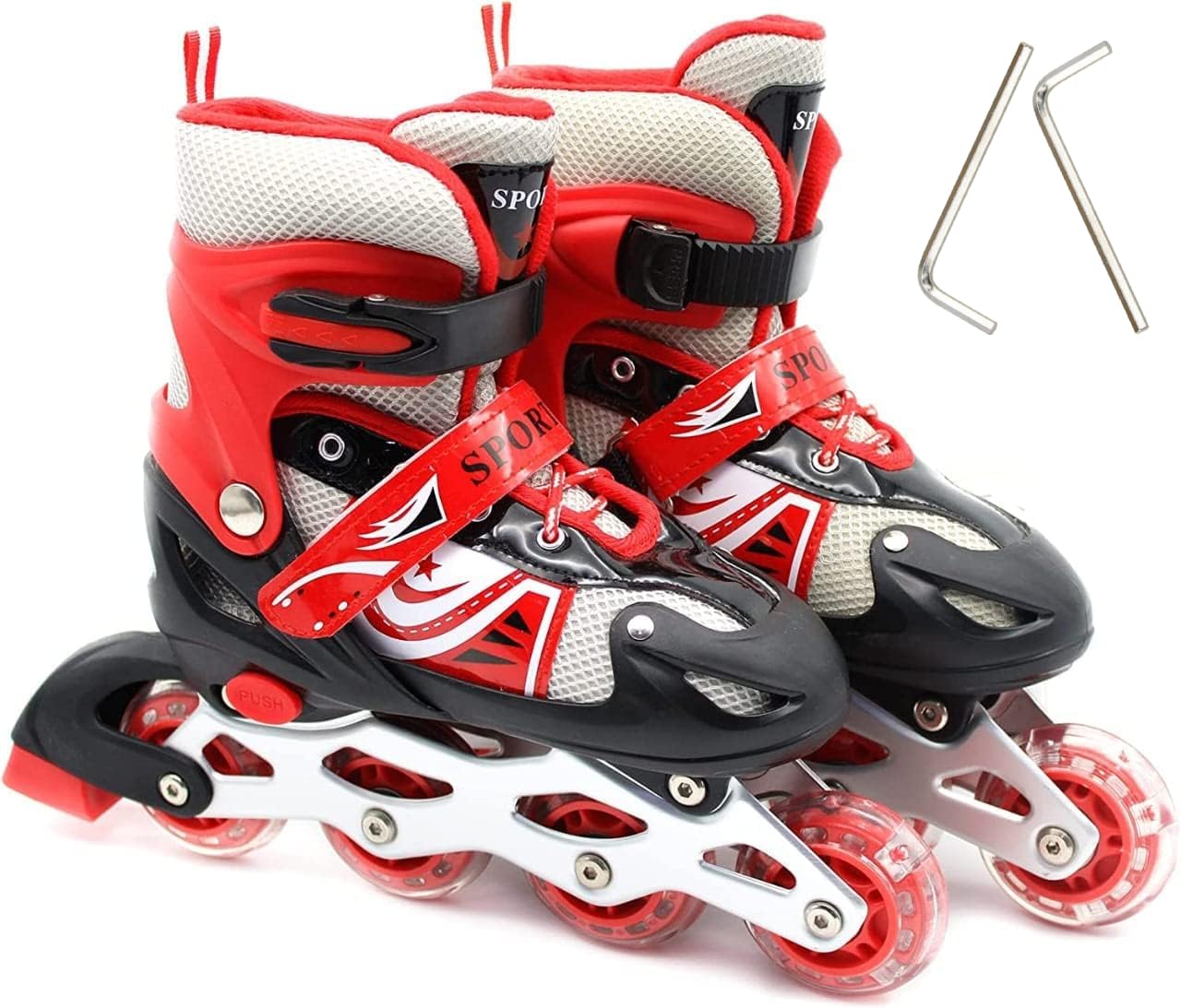 SPORT Adjustable Roller Skate Shoes LED Light Single Row 4